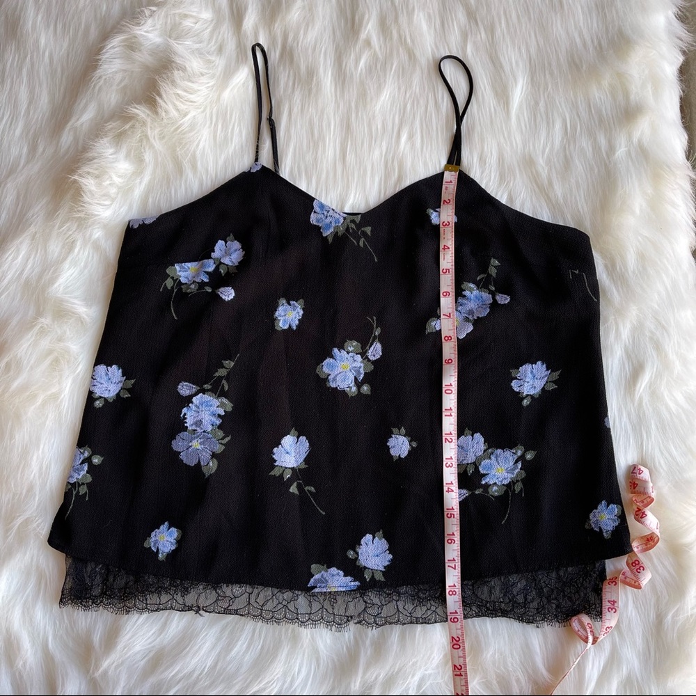 Mossimo Supply & Co. Black Blue Floral Lace Spaghetti Strap Blouse - Picture 3 of 11